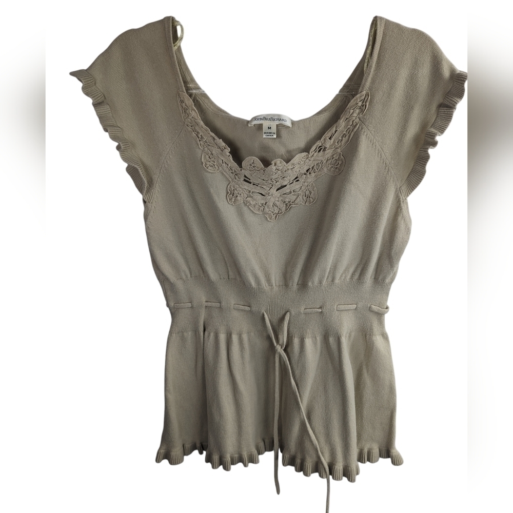 JohnPaulRichard Knit Cap Sleeve Top Sz M